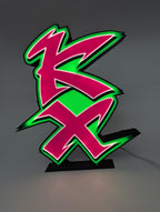 Kawasaki KX lightbox showing the retro logo detail