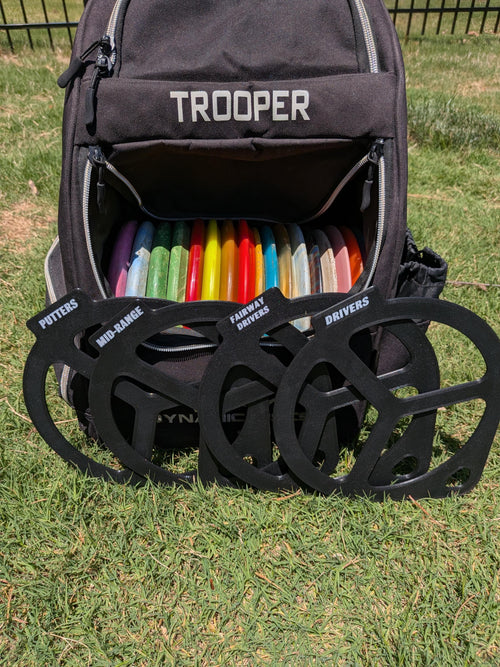 Set of 4 3D printed disc golf bag dividers for drivers, fairway, mid-range and putters
