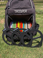 Disc golf bag dividers keeping discs organized in a bag