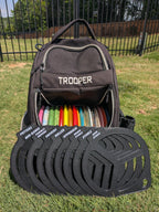 Full set of 9 3D printed disc golf bag dividers in black with white labels