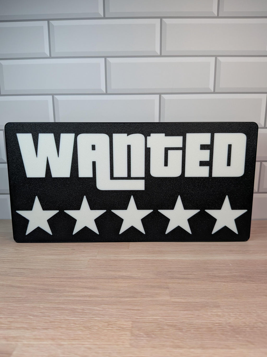 5-Star Wanted Level LED Sign – 3D Printed Gamer Room Decor